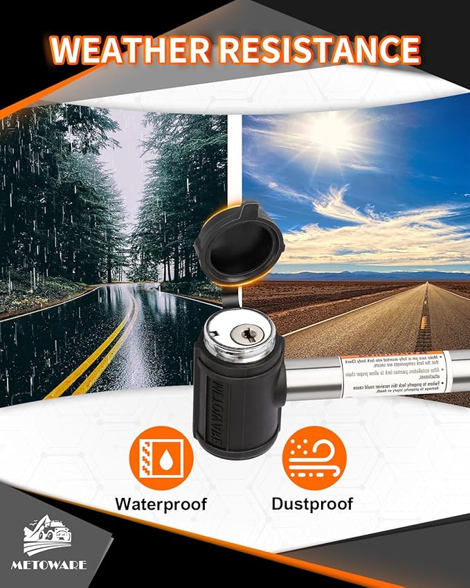 METOWARE Swivel Head Receiver Lock for Class I-IV, 1/2” and 5/8” Dual Bent Pin, Compatible with Most Hitches for Trailer, Truck, Car