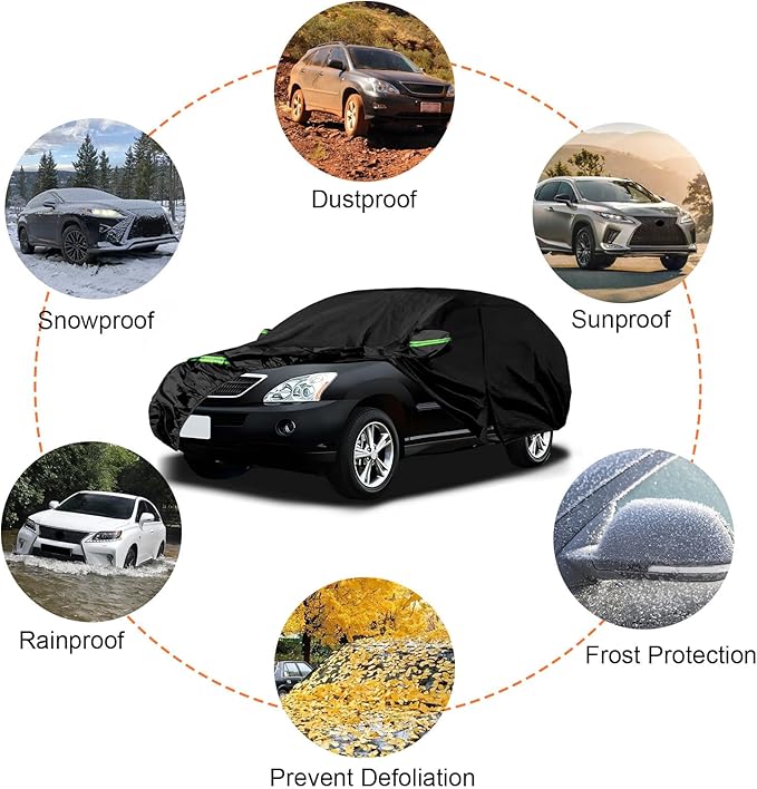 Waterproof Car Covers Replace for 1998-2007 Lexus RX350 RX450H RX500H, 6 Layers All Weather Custom-fit Car Covers with Zipper Door & Windproof Bands for Snow Rain Dust Hail Protection