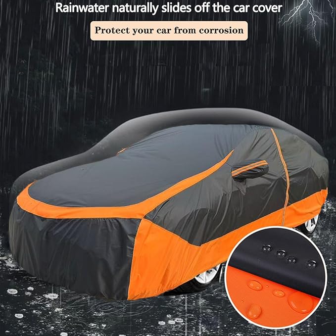 Waterproof Outdoor Cover with Zipper Door Reflective Strips Fit for Toyota Camry, Nissan Altima, Honda Accord, Chevy Malibu, Kia Optima/K5, Subaru Legacy, Buick Regal etc. Fit Length (187-194 inch)