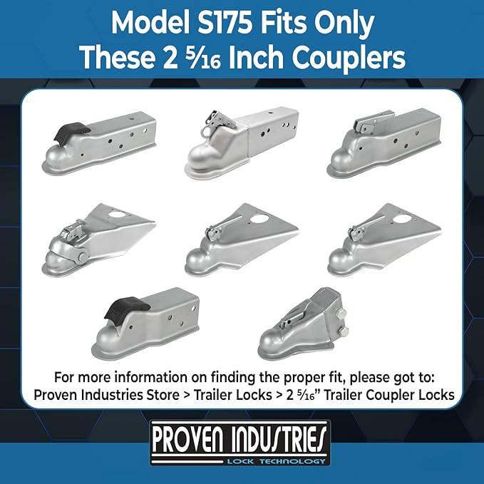 Proven Locks Model S175: Trailer Hitch Lock,2 5/16-inch Trailer Hitch Lock, Fits Select 2 5/16- inch Couplers (2 5/16- Inch)
