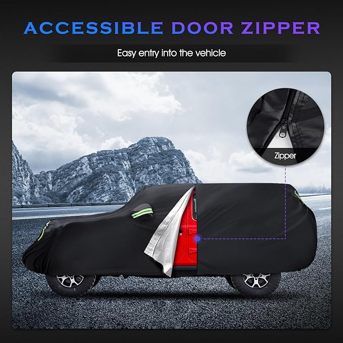 Car Cover Custom Fit for Jeep Wrangler 4 Door 2006-2026,6 Layers Truck Cover Waterproof All Weather for Automobiles,Outdoor Full Exterior Cover,Rain, Sun, Wind Protection,Black