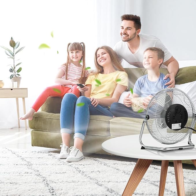 TEMPWARE 9 inch Floor Fan, 3-Speed Portable Metal Fan with Adjustable Tilt, Quiet Small Cradle Floor Fan for Home, Office, Bedroom