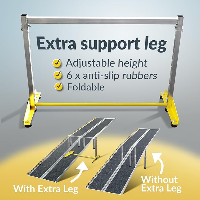 MAASTERS Wheelchair Ramp 14 Feet - Aluminum Long Wheelchair Ramp - Loading Capacity 600 lbs - Portable 14 Foot Ramp with Extra Support Leg
