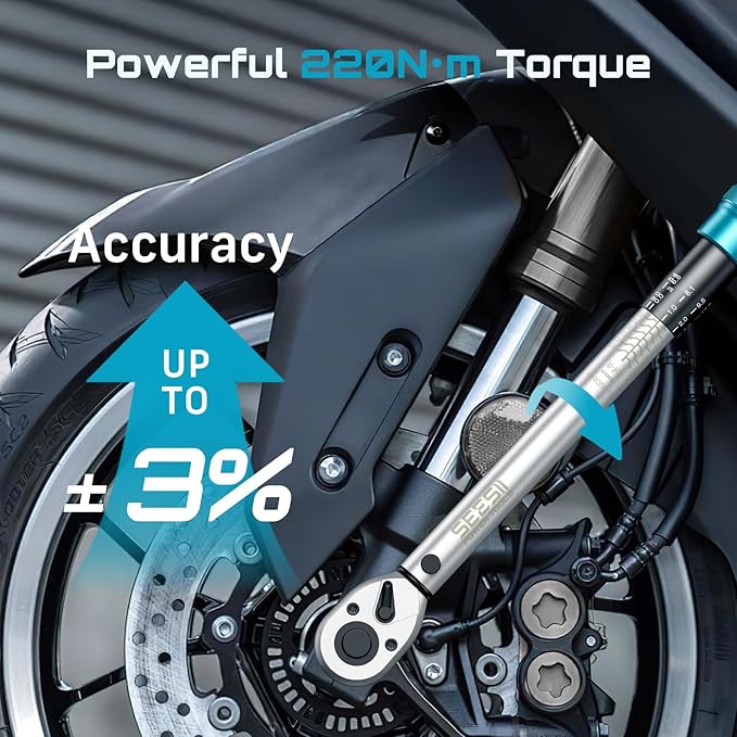 Seesii Torque Wrench Set: 1/4 3/8 1/2-inch Drive Click Torque Wrench, 10-160in.lb, 10-45ft.lb, 10-220ft.lb with Adapters, ±3% Accuracy, 72-Tooth Dual-Scale for Bike Moto Car Maintenance