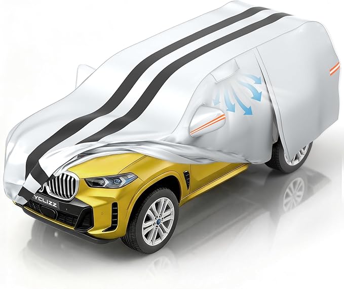 car Cover Custom Fit 2013-2026 BMW X5, 2006-2026 Audi Q7/SQ7, Outdoor 100% Waterproof with Breathable Vents All Weather Accessories, 10 Layers Heavy Duty Full Exterior Covers with Door Zipper