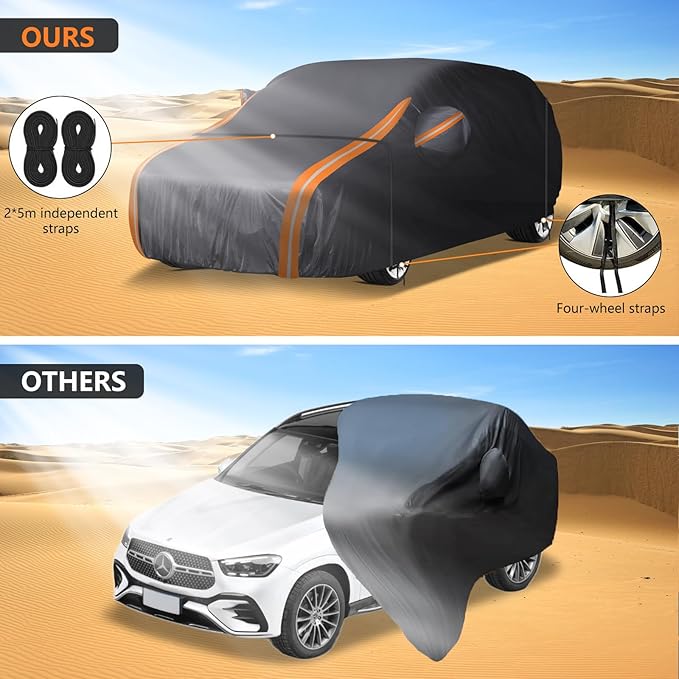 8-Layer Car Cover Custom Fit for Mercedes Benz GLE350 GLE400 GLE450 GLE43 GLE53 GLE63, All Weather Waterproof Outdoor Full Cover Dust Wind Snow Rain UV Protection - Zipper Door