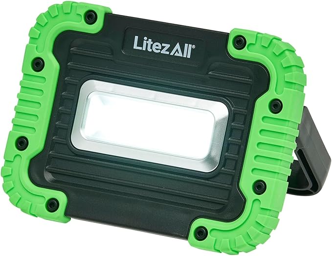 LitezAll 1000 Lumen Compact Kickstand Work Light, Ultra Bright LED Utility Light with Adjustable Stand for Garage, Job Site, Emergency, or DIY Use – Battery Operated and Portable