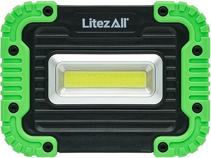 LitezAll 1000 Lumen Compact Kickstand Work Light, Ultra Bright LED Utility Light with Adjustable Stand for Garage, Job Site, Emergency, or DIY Use – Battery Operated and Portable