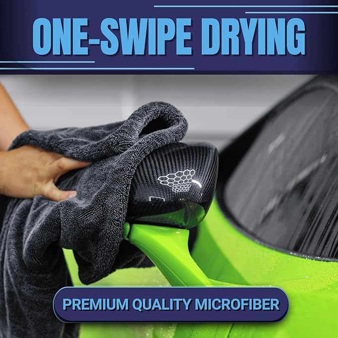 Car Drying Towels Extra Large Super Absorbent - Professional Grade 1400 GSM 24"x36" Microfiber Twisted Loop Design Is The Perfect Choice When You Want A Safe Scratch Free And Streak Free Finish
