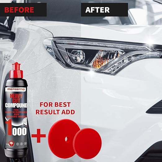 menzerna Deep Scratch Remover Kit I Car polishing Set with Menzerna Heavy Cut 1000 (16oz) and 6 Inch Polishing Pad I Deep Scratch Remover Kit for All Types of Vehicles