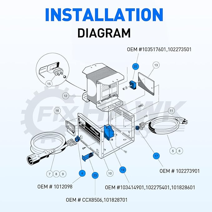 Upgrade Club Car Battery Charger Repair Kit for 48 Volt PowerDrive 2 Chargers,OEM# 22110