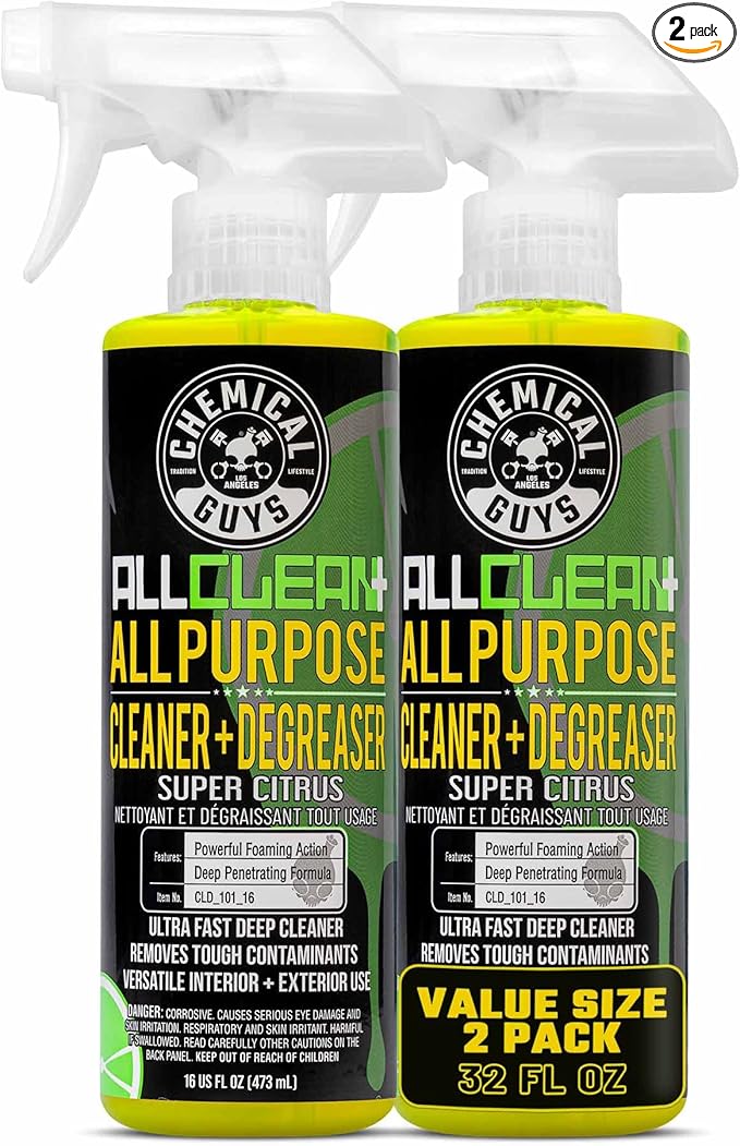 Chemical Guys All Clean+ Citrus All Purpose Cleaner (2 x 16 Fl Oz) – Interior & Exterior Multi-Surface Degreaser & Stain Remover
