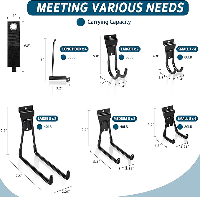 klasit Slatwall Hooks Black 20Pack Firmly and Durable Slatwall Accessories,Perfect for Organizing Garden Tools and Heavy Duty Tools and Garage Hooks Organize Your Space Efficiently