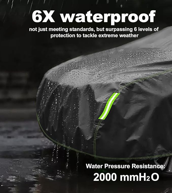 SUV Car Cover Custom Fit for Jeep Renegade 2015-2025 & 100% Waterproof with Zipper Door & Side Mirror Zipper Pockets All Weather Snowproof Rain Dust Hail UV Protection Outdoor Full Cover