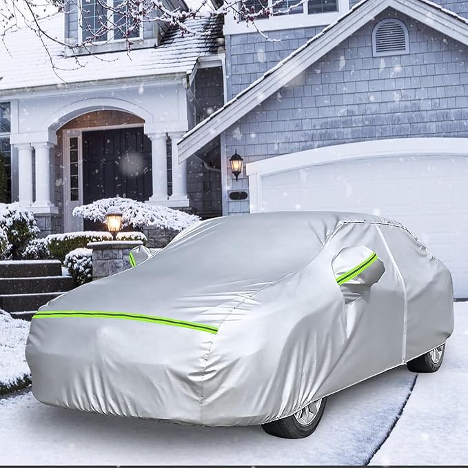 Waterproof Car Covers Replace for 2007-2025 Toyota Camry, 6 Layers Silver All Weather Custom-fit Car Cover with Zipper Door & Windproof Bands for Snow Rain Dust Hail Protection