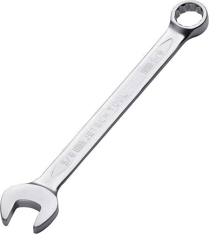 Jetech 5/8 Inch Combination Wrench - Industrial Grade Spanners with 12-Point Design, 15-Degree Offset, Made with Durable Chrome Vanadium Steel in Sand Blasted Finish, Forged, Heat-Treated, SAE