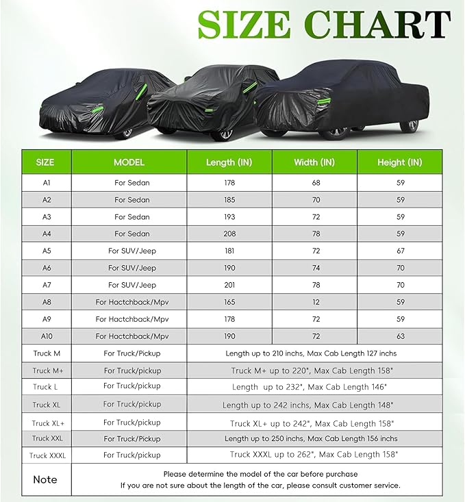 KouKou Car Cover Waterproof All Weather, 7 Layers Outdoor Car Covers for Automobiles with Zipper, Universal Fit Hatchback Subaru Impreza,Mazda 3,VW Golf, BMW X2, ect. (Length to163-178 inch)