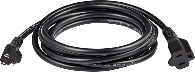 Amazon Basics Extension Cord, 10 Ft, 3 Prong Outlet Extender, Indoor, 13 Amps, 125V, Black