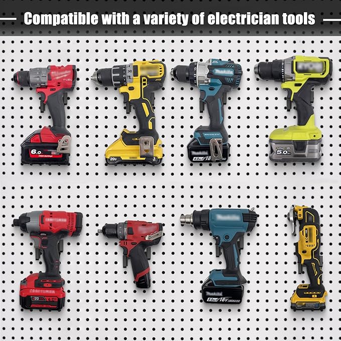 2pcs Power Tool Organizer,Heavy Duty Pegboard Wall Organizer,Stainless Steel, Electric Drill Storage Rack,Perfect for Storage Garages, Homes, Sheds, Workshops, Backyard Shops, etc