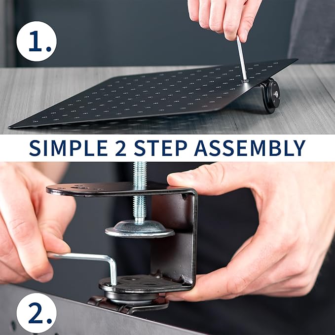 VIVO Steel Clamp-on Rotating Pegboard, 17 x 13 inch Magnetic Peg Board, Above or Below Desk Accessory Organizer, Black, PP-DK01C