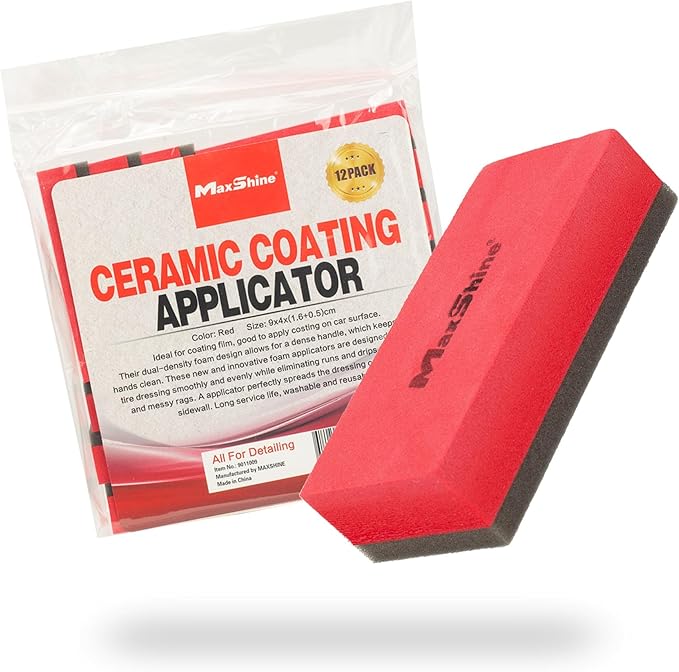 Maxshine Ceramic Coating Applicator Pack, 12-Pack | Professional Applicator Pads for Ceramic & Graphene Coatings | Ideal for Car Paint, Plastic Trim, Rubber & Metal Surfaces | Auto Detailing Supplies