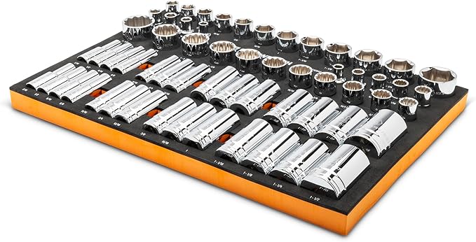 GEARWRENCH 60 Piece 1/2” Drive Master SAE Socket Set in Foam Storage Tray - GWMSSKT12SAE