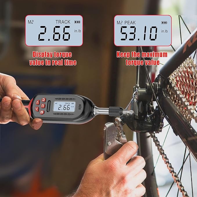 VANPO Torque Screwdriver Digital 2.66-53.1 in-lbs/0.3-6 Nm, Adjustable Screwdriver Torque Wrench Set with Buzzer/LED Indicator Notification for Bike Repairing, Tools, Maintenance and Mounting