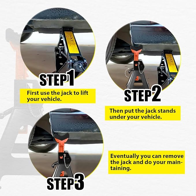 Jack Stands 6 Ton (13,200 LBs), 15.6"-23.4" Adjustable with Double Pin Locking,Heavy Duty Jack Stands with Extra Rubber Pads,Car Lifts for Home Garage 1 Pair Black