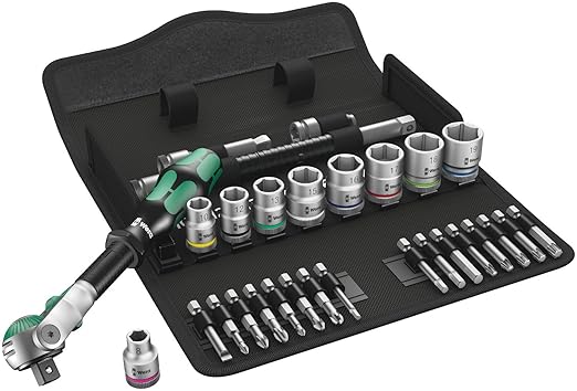 Wera 8100 SB 6 SPEED 3/8 29 PC 3/8" DRIVE METRIC & Tools 05073593001 950 SPKL/9 SM N SB Long ARM HEX Key Set, One Size, Multi