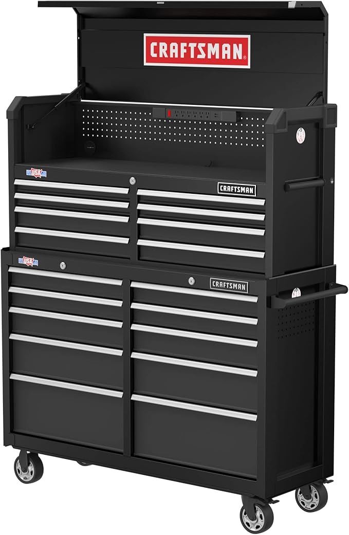 CRAFTSMAN S2000 52" Tool Chest, 10-Drawer Rolling Tool Storage Cabinet with Tray and Holder, Black (CMST352102BK)