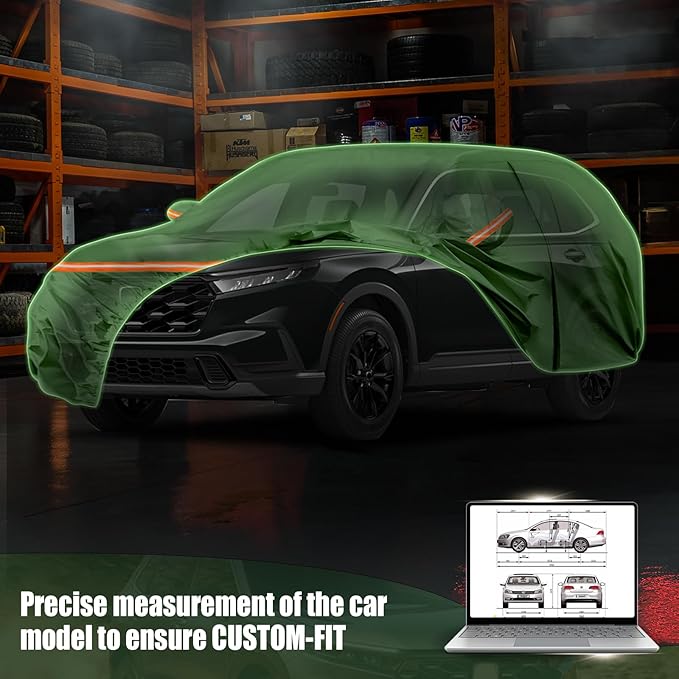 Waterproof Car Covers Replace for 2002-2025 Honda CRV, Multilayer Heavy Duty with Cotton Liner All Weather Custom-fit Car Cover with Zipper Door, Windproof Bands for Snow Rain Dust Protection