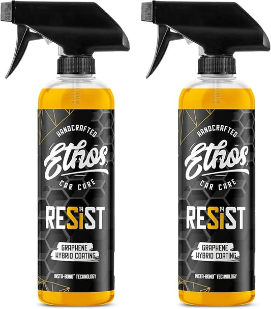 Resist Graphene Spray Coating - UV Ceramic Coating for Cars - Advanced 2-in-1 Hybrid Formula for Incredibly Slick, Glossy Finish - Graphene Ceramic Coating Protection for Car, Boat, RV (16oz (2 Pack))