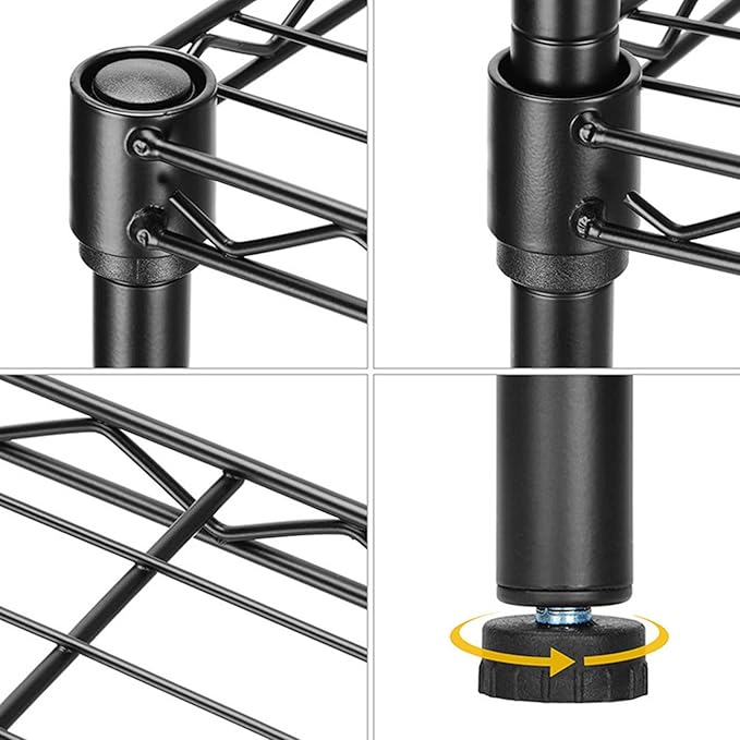 Standing Shelving Units, 36" W x 14" D x 32" H Metal Storage Shelves, Adjustable Carbon Steel Wire Shelving Rack Display Shelf for Garage Bathroom Kitchen Home Office (3-Tiers, Black)