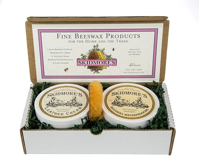 Skidmore's Cowboy Edition Leather Care Gift Set | Leather Cream and Beeswax Waterproofing Kit | Includes Applicator | Natural and Non-Toxic Formula | Made in the USA