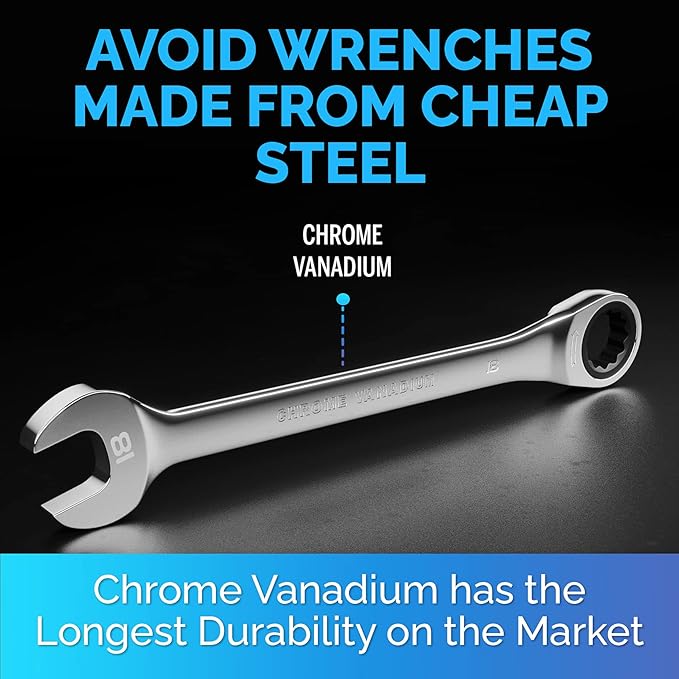 TOOLGUARDS 18mm Wrench - Ratcheting Wrench - Slim Profile - Ratchet Wrench - 100% Lifetime Satisfaction Guarantee