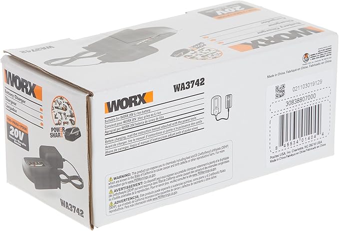 WORX WA3742 3-5 Hour Charger for 20V Lithium Ion Batteries