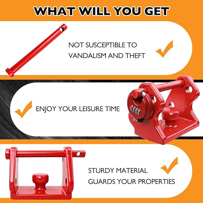 HQPASFY Trailer Hitch Lock with Combination Lock, Trailer Coupler Lock with Pin, Coupler Lock Model Tl-33 Trailer Lock,Fits Over 2" to 2-5/16" Couplers - Red