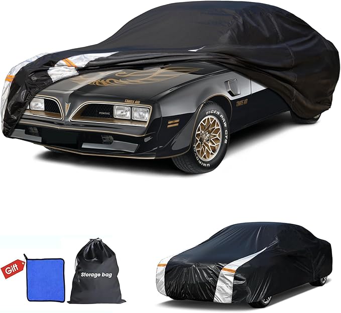 Car Cover Waterproof All Weather, Full Exterior Coupe/Sedan Cover Universal Fit Pontiac Firebird/Trans Am, Chevy Malibu/Chevelle, Dodge Charger, Hyundai Genesis, Jaguar XJ etc, (Length 194" to 203").