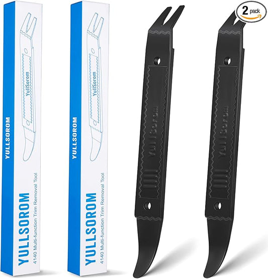 4140 Pry Tool,Pry Bar Trim Removal Tool,Pocket Pry Bar,Automotive Trim Removal Tool Kit,Aircraft Trim Removal Pry Tool,Interior and Exterior Trim Removal Kit for Planes (Dual-purpose tool black)
