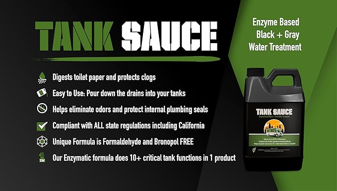 Bling Sauce Tank Sauce, Enzyme Based Black and Gray Water Treatment for RVs and Motorhomes, 64 oz.