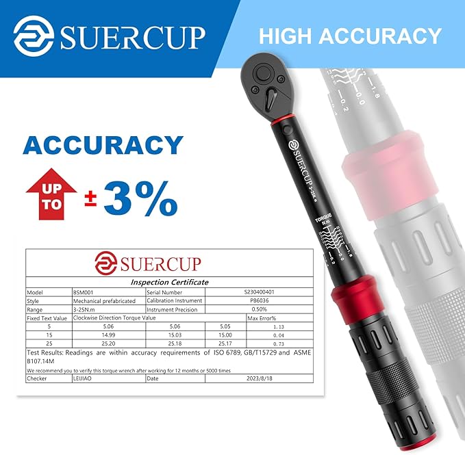 1/4-Inch Drive Click Torque Wrench, 18 PCS Bike Torque Wrench Set 3-25Nm, Dual-Direction Adjustable 72 Tooth Click Torque Wrench, Used for Bicycle Maintenance