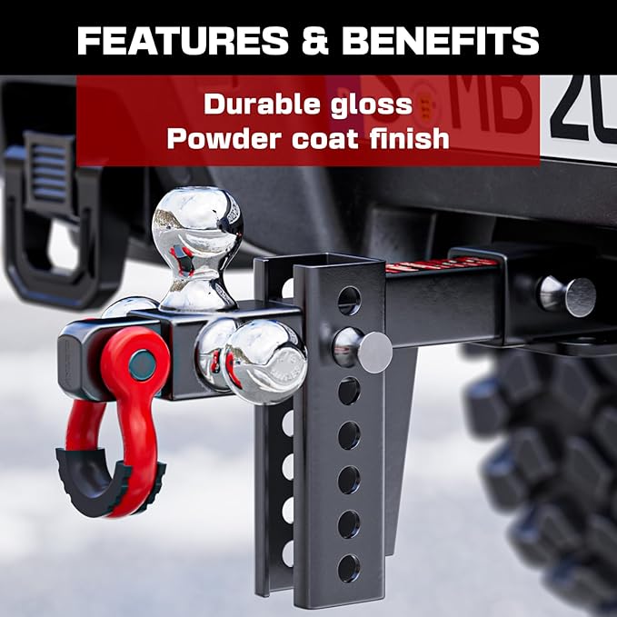 Ayleid Trailer Hitch Tri-Ball Mount with Hook&Pin&Rotatable Tow Shackle,Fits 2-in Receiver with 1-7/8-in,2-in,2-5/16-in Hitch Ball , Adjustable with Shackle