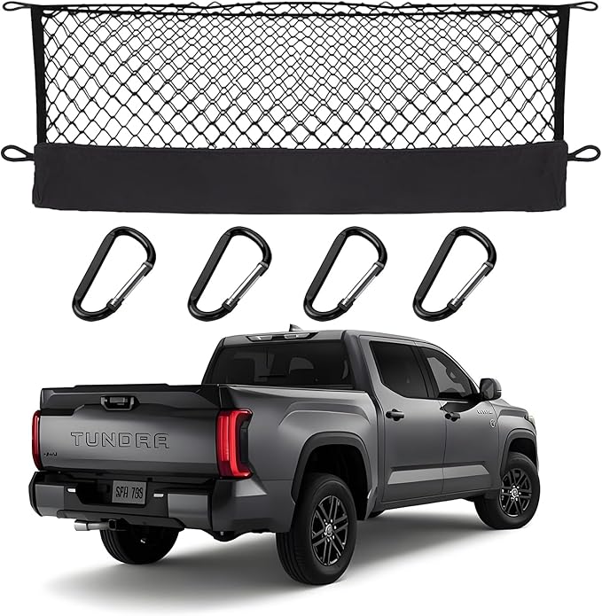 Envelope Style Cargo Net Compatible with Toyota Tundra New Upgraded 2026, 2025 2024 2023 2022 2021 2020 2019 2018 2017 2016 2015 2014-2007 Trunk Car Rear Tailgate Touring Netting