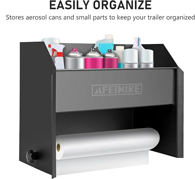 Storage Cabinet for Garage & Trailers, Paper Towel Holder & Aluminum Mounting Cabinet, Space-Saving Design for Aerosol Cans, Quart Jugs, Small