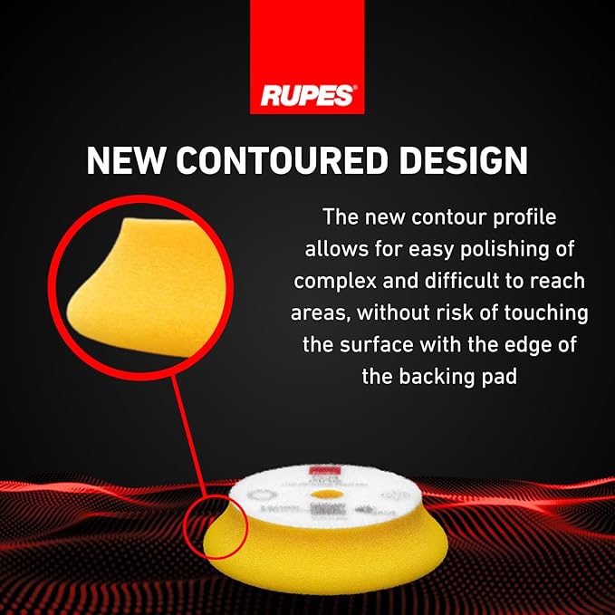 RUPES 9.DA100M Pack of 24 Yellow D-A Fine Finishing Foam Pads 100mm | Ideal for Paint Correction & Gloss Enhancement | Moderate to Fine Defect Removal | Compatible with 4" Backing Plate