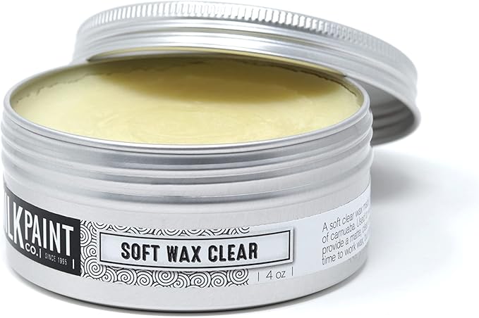 Real Milk Paint, Soft Finishing Wax Sealant for Painted Furniture, Paint Sealer Topcoat for Cabinets, Unfinished Wood Decor, Beeswax, Satin Finish, Clear, 4 oz.