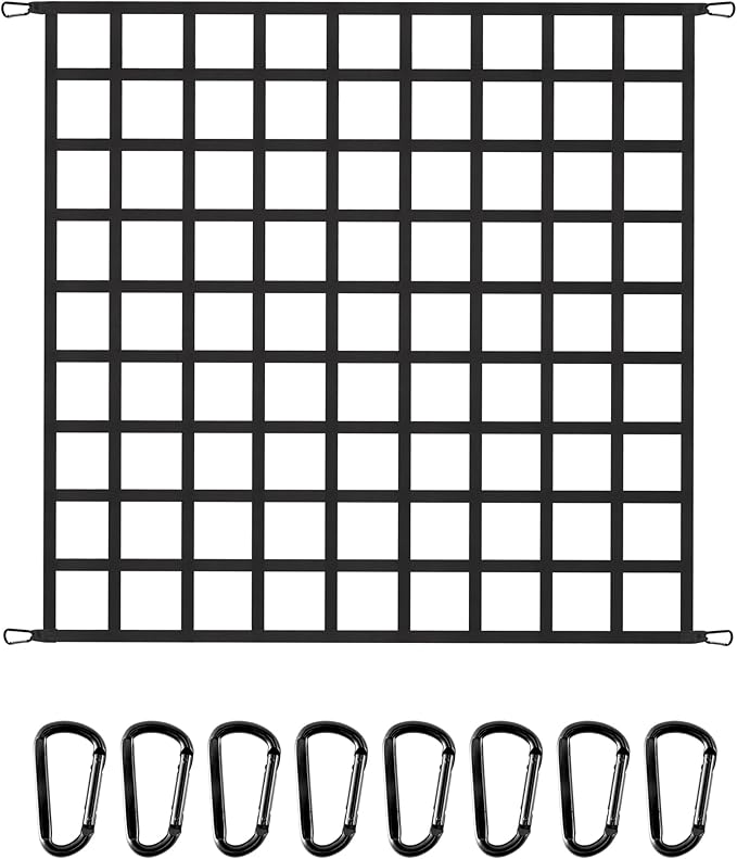 The First Flat Bungee Cargo Net for Pickup Truck Bed, 4' x 6' Stretches to 10' x 15', 25 MM Heavy Duty Cargo Net with 2 Using Modes, for Dodge RAM, Ford, Chevy, Toyota, etc