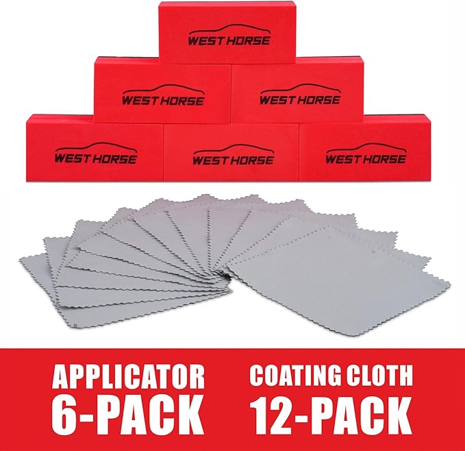 6PCS Ceramic Coating Applicator Sponge Blocks + 12PCS Suede Cloth – Premium Car Detailing Kit for Paint Protection, Wax & Nano Coating Application