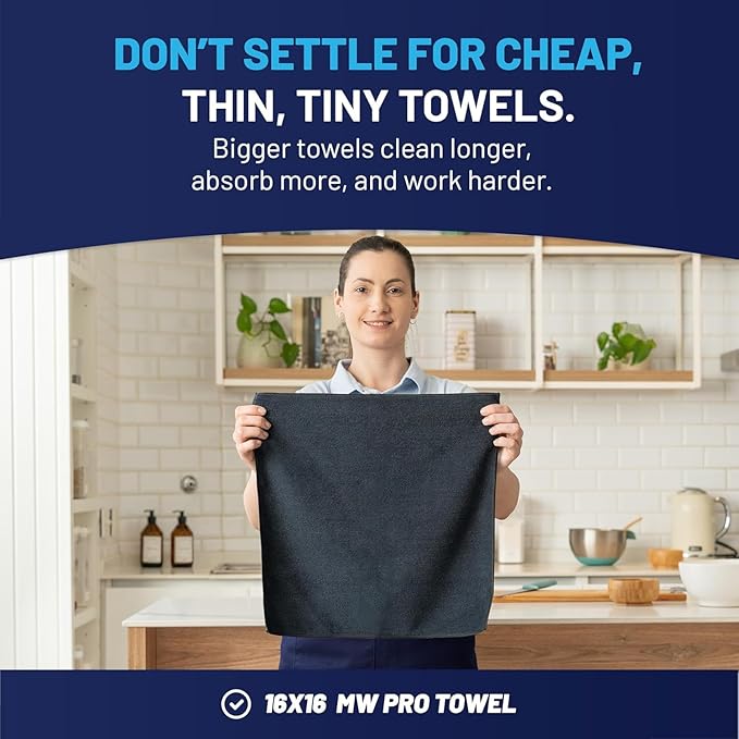 Microfiber Wholesale Cleaning Cloths (48 Pack) | Size 12" x 12"| All Purpose Microfiber Towels - Clean, Dust, Polish, Scrub, Absorbent (Black)
