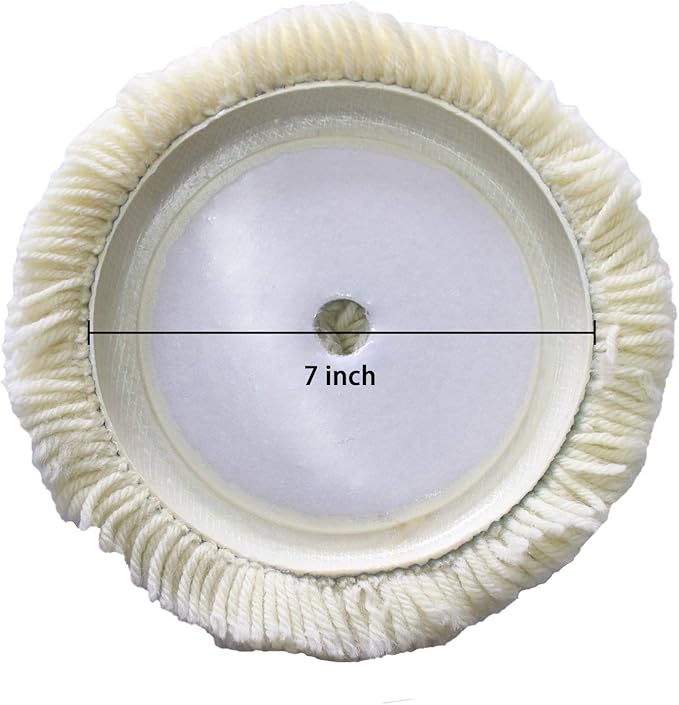 7" Wool Buffing Pad Kit 2PCS 100% Polishing Wool Pads Kit Low Linting Wool Pad, Used for Rotary and Random Orbit Sander/Polisher Buffing Equipment Buffing Pad Cleaner